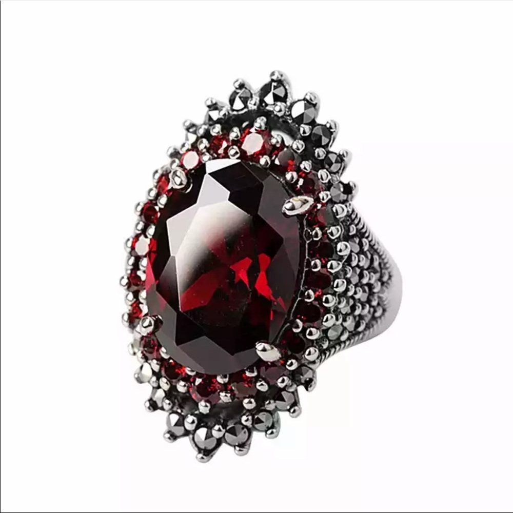 Sterling Silver Red Crystal Party CZ Ring female - Picture 2 of 5